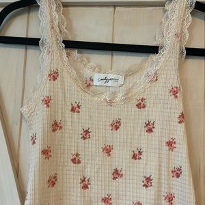 Carly Jean Los Angeles Julia rose/lace tank top